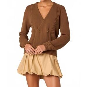 NEW ASTR merritt double breasted cardigan in brown